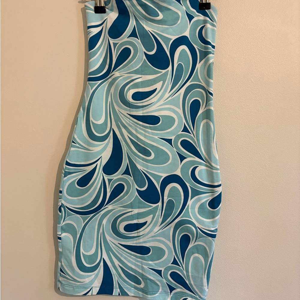 Blue and White Swirl Pattern Dress